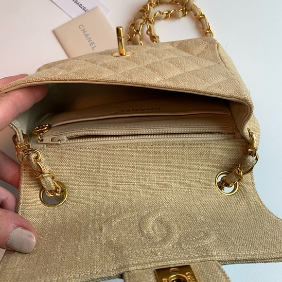 CHANEL Bags Chanel Vintage Vegan Rare Quilted Beige Tan Hemp